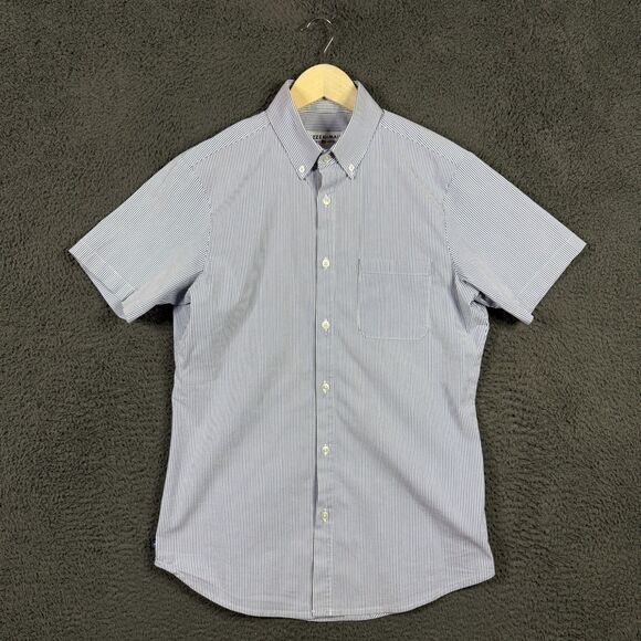 Mizzen+Main Shirt Mens Medium Blue Short Sleeve Button Down Trim Fit Stretch - Picture 1 of 13